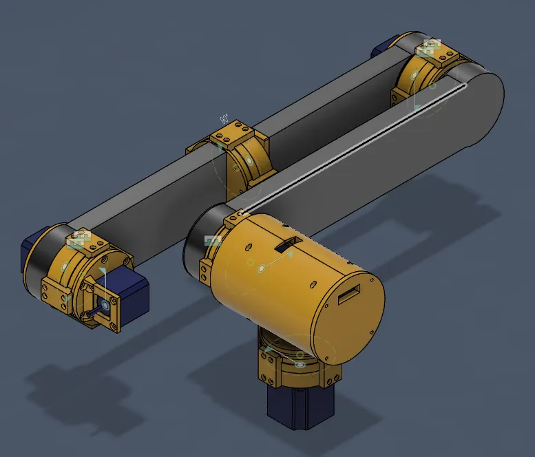 Mk3 CAD model — cylindrical arm links with integrated gearbox joints